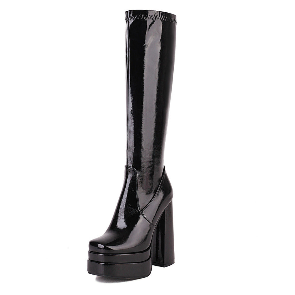 Chunky-Heel High-Top Boots mit dicker Sohle