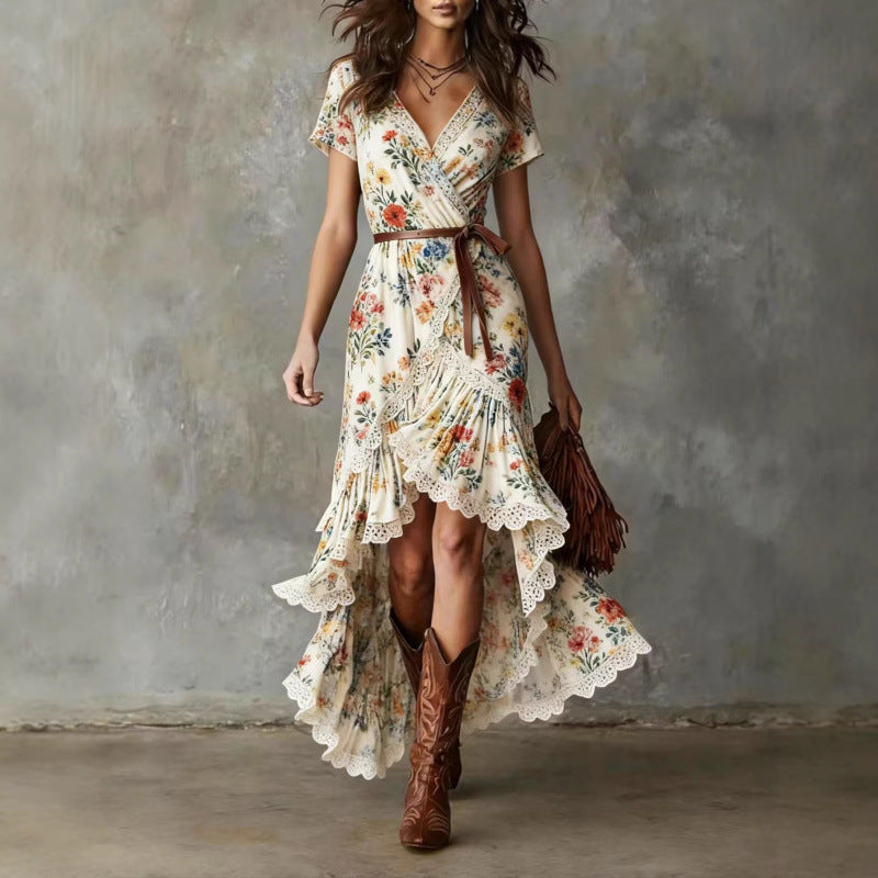 Bohemian-Kleid mit V-Ausschnitt