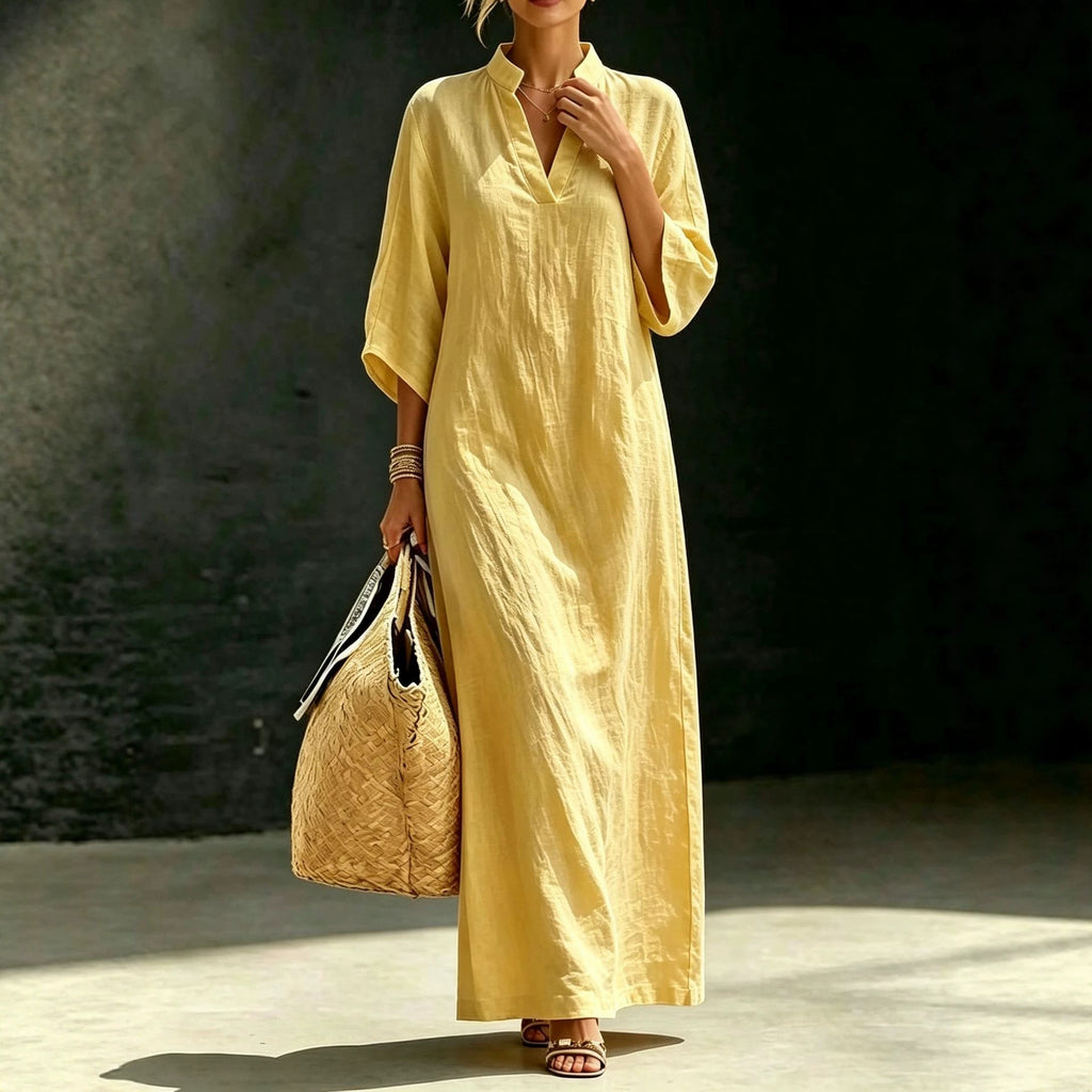 Stehkragen-Kleid mit 3/4-Ärmeln