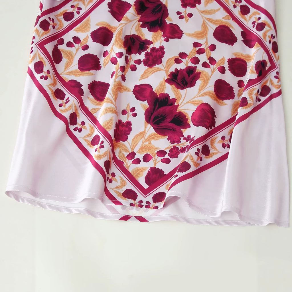 Eleganter figurbetonender Blumenprint-Oberteil mit durchsichtigem Rück
