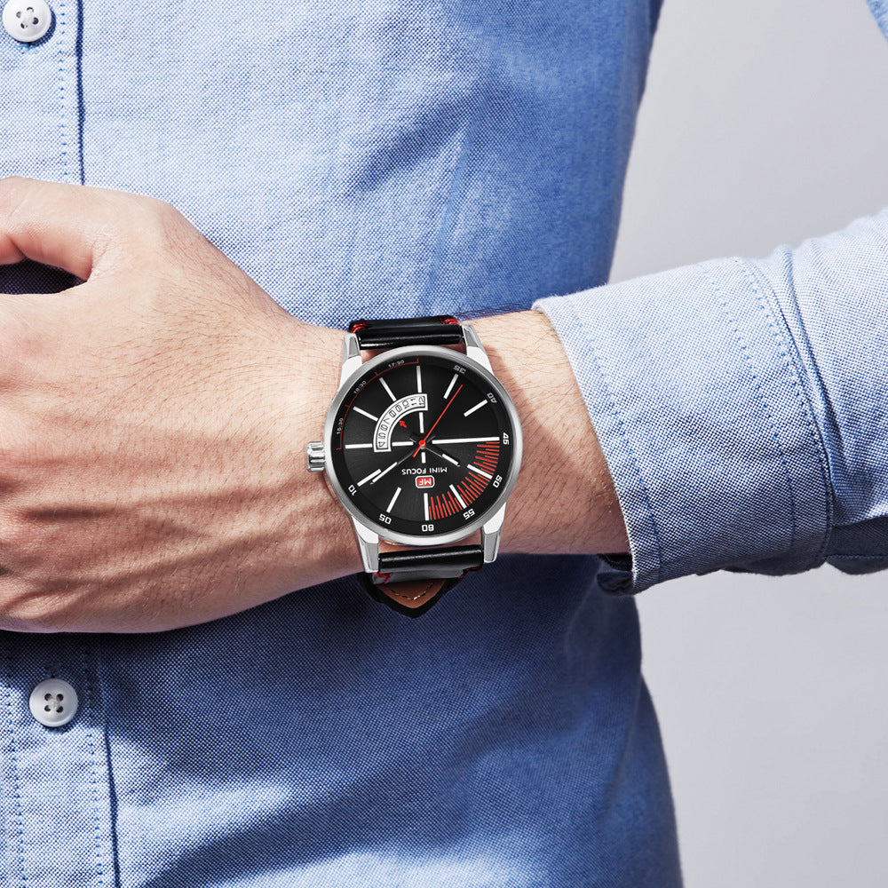 Herren-Armbanduhr mit Kalender und Lederarmband – Bild 2 | LuxeStyle