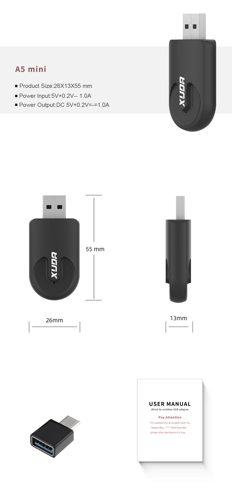 Mini 2-in-1 CarPlay USB Interface Wireless