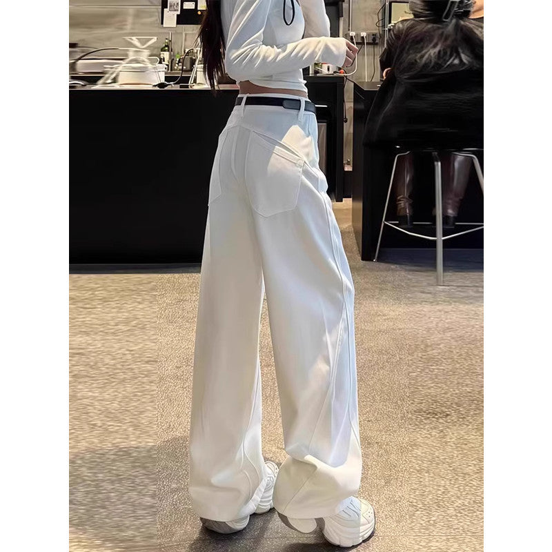 Weisse Gerade Beine Jeans für Grössen