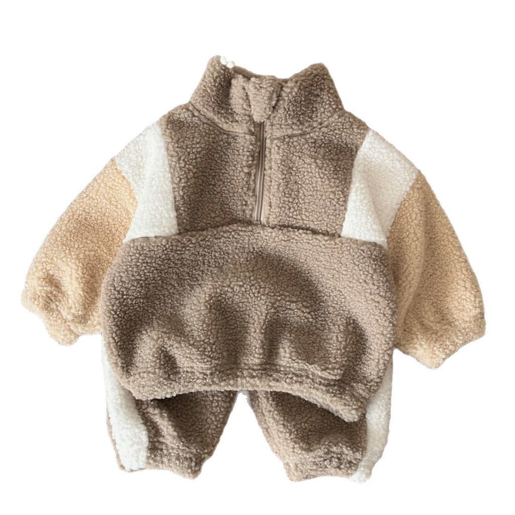 Baby Lammwolle Zweiteiler mit Stehkragen – Bild 4 | LuxeStyle