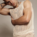 Herren-Weste mit Lochmuster, beige/schwarz