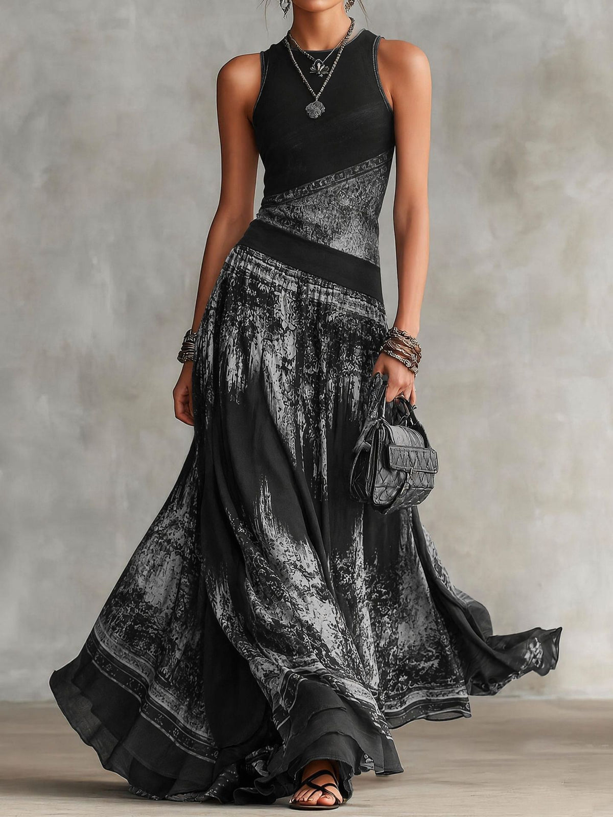Boho-Maxi-Kleid ohne Ärmel, gestreift – Bild 14 | LuxeStyle