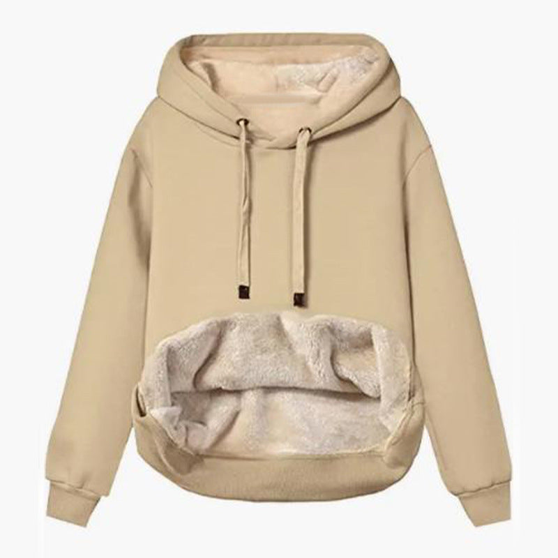 Warmes Fleece Kapuzen-Sweatshirt mit Taschen