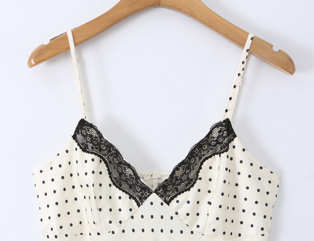 Spaghettiträger-Kleid mit Polka Dots