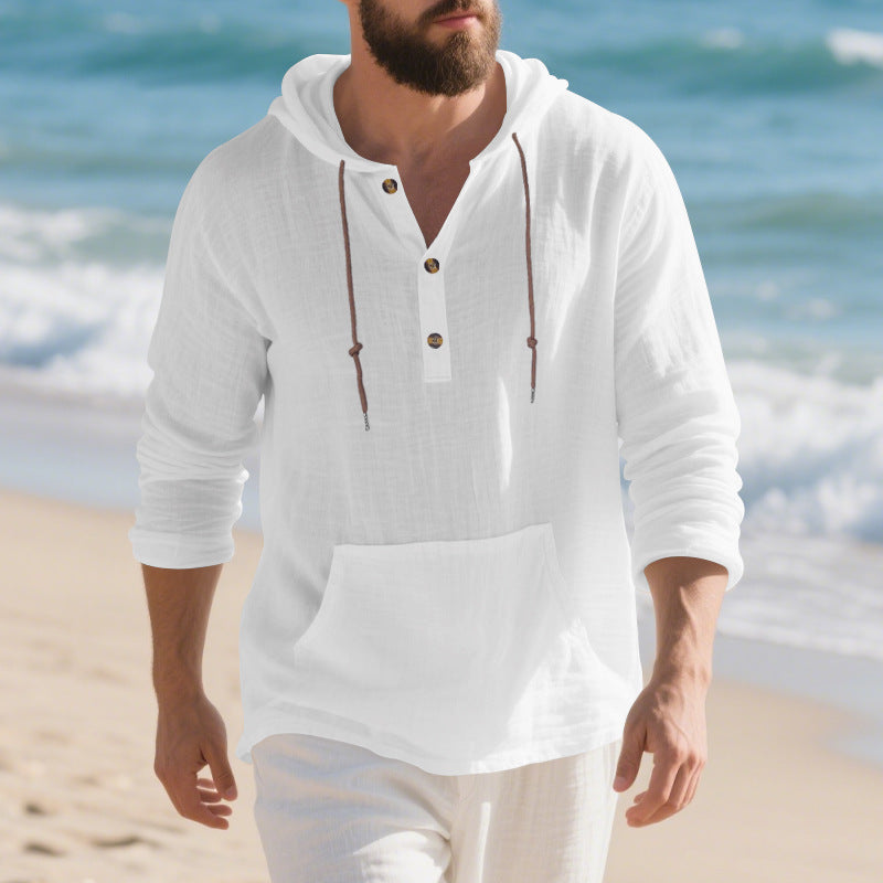 Herren Langarm-Hoodie Leinenmischung – Bild 10 | LuxeStyle