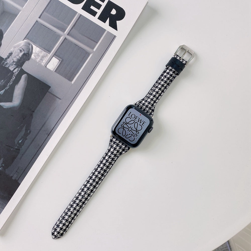 Uhrenarmband aus Leder mit Hahnentrittmuster – Bild 2 | LuxeStyle