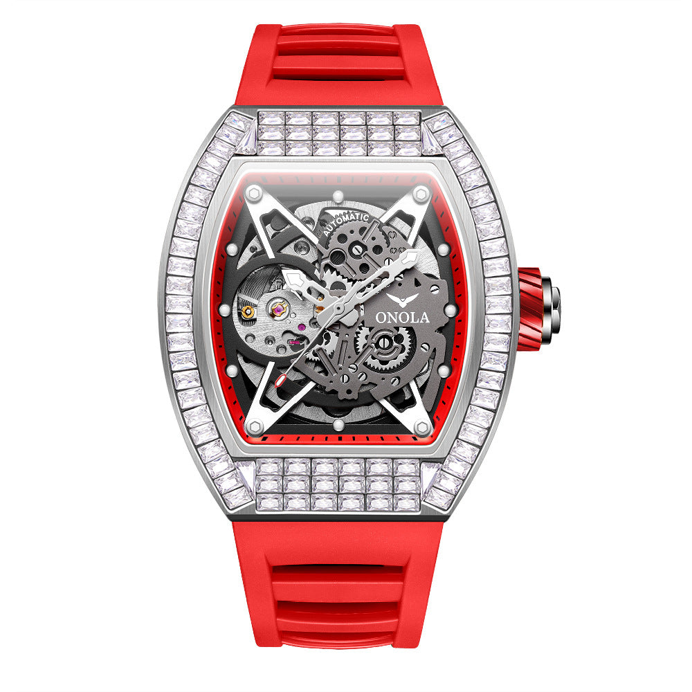 Hollow Automatik-Uhren Herren Silikonarmband wasserdicht
