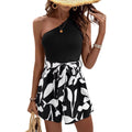 Off-Shoulder Shorts Jumpsuit mit Print