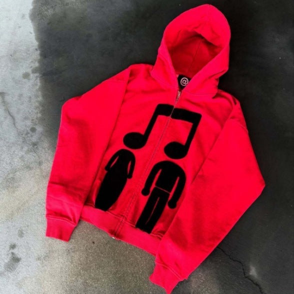 Bedruckter Zip-Up Hoodie – Locker geschnitten