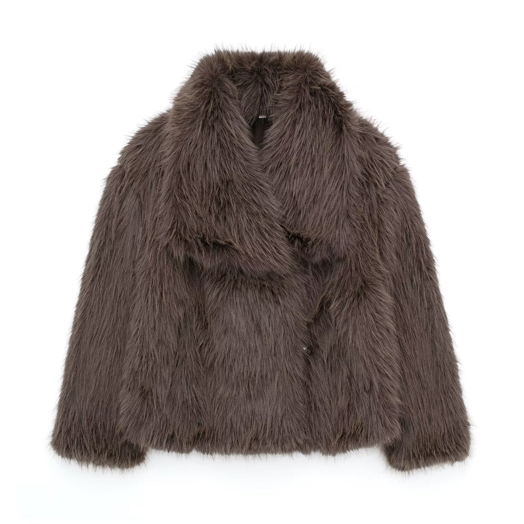 Winter Plüschjacke – Flauschige Lapel Jacke
