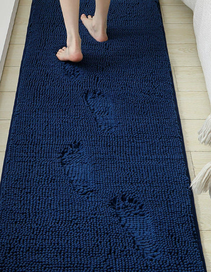 Chenille Badteppich Saphirblau