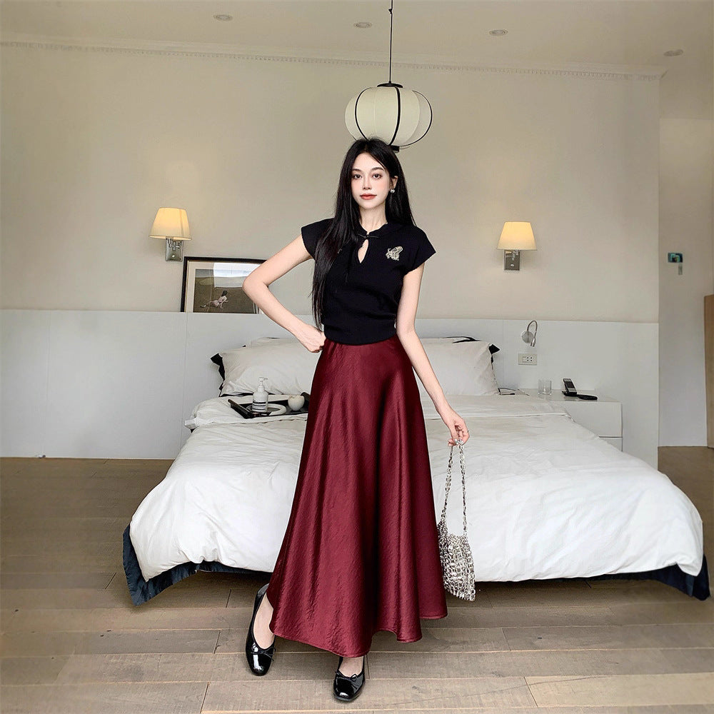 Eleganter Satin-Midi-Rock für Damen