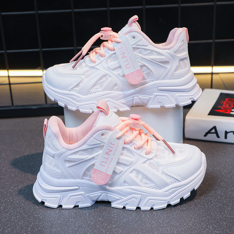 Bequeme atmungsaktive Lauflernschuhe für Kinder 4-12 Jahre, weiß