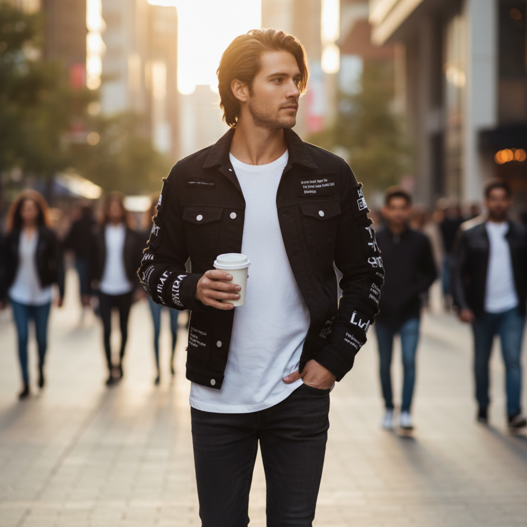 Lockere Jeansjacke im Korea-Stil für Herren – Y045S – Ansicht 6
