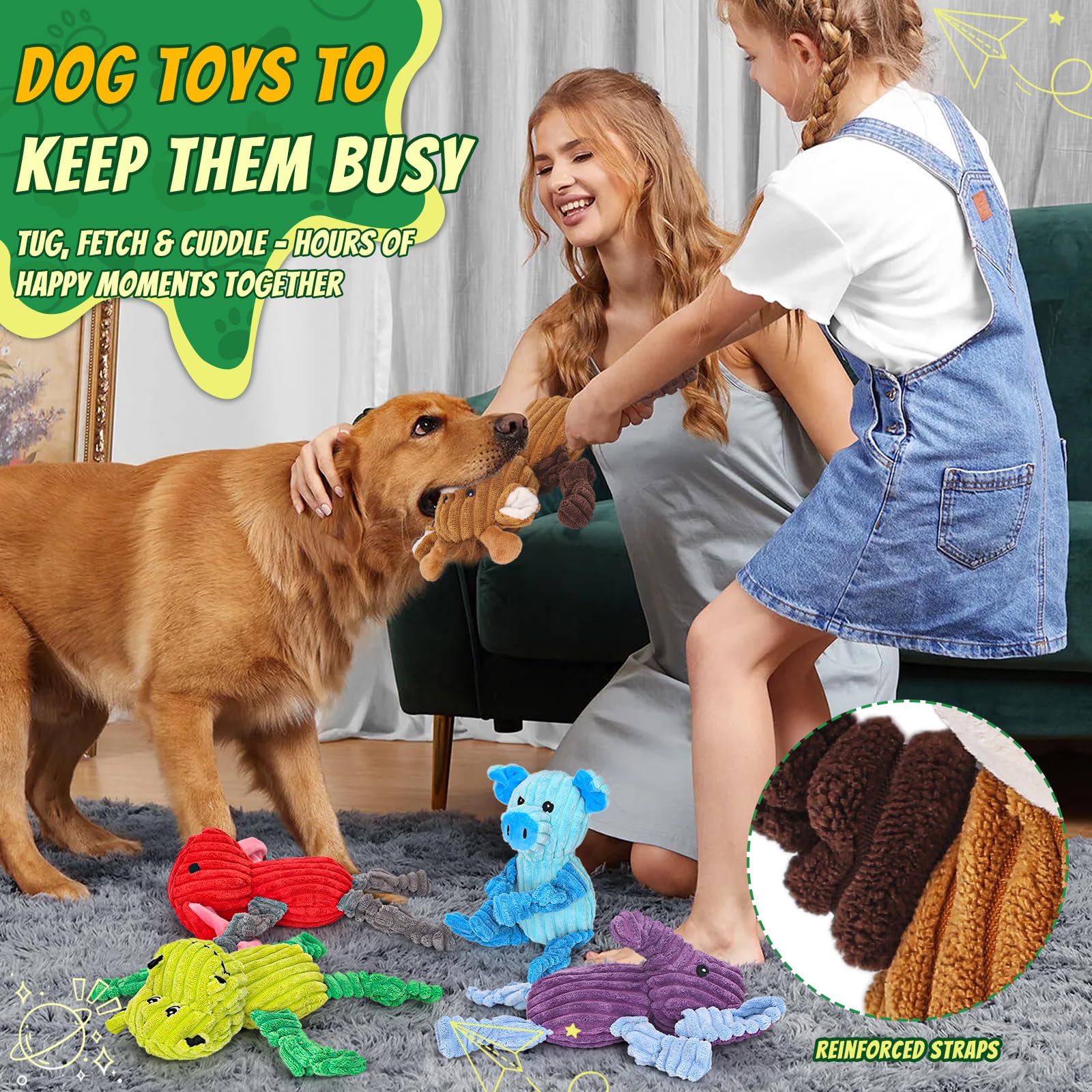 5er-Pack Quietsch-Plüschtiere für Hunde