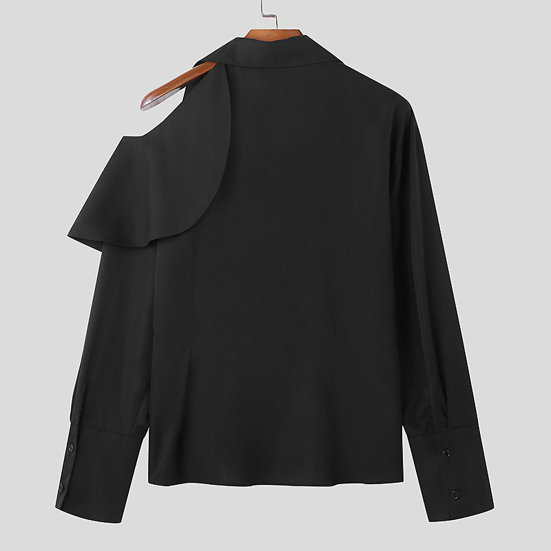Herren Langarmshirt mit Rüschen und Off-Shoulder