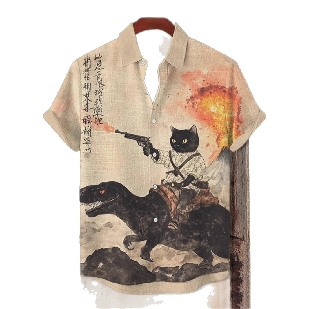 Retro Tribal Kurzarm-Shirt Herren