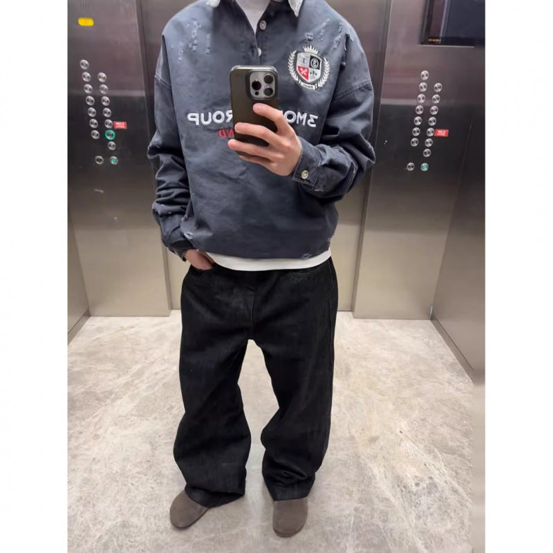 Kurze Washed Denim Jeans für Herren