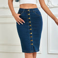 Stretch-Jeansrock mit Knopfleiste