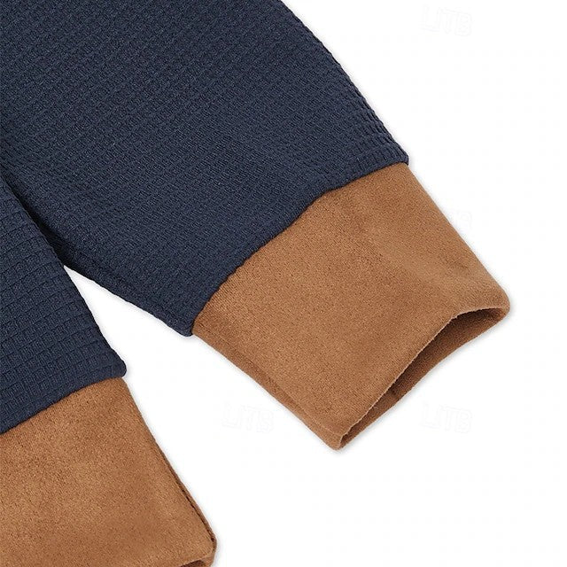 Herren Waffle Sweatshirt mit Stehkragen – Bild 2 | LuxeStyle