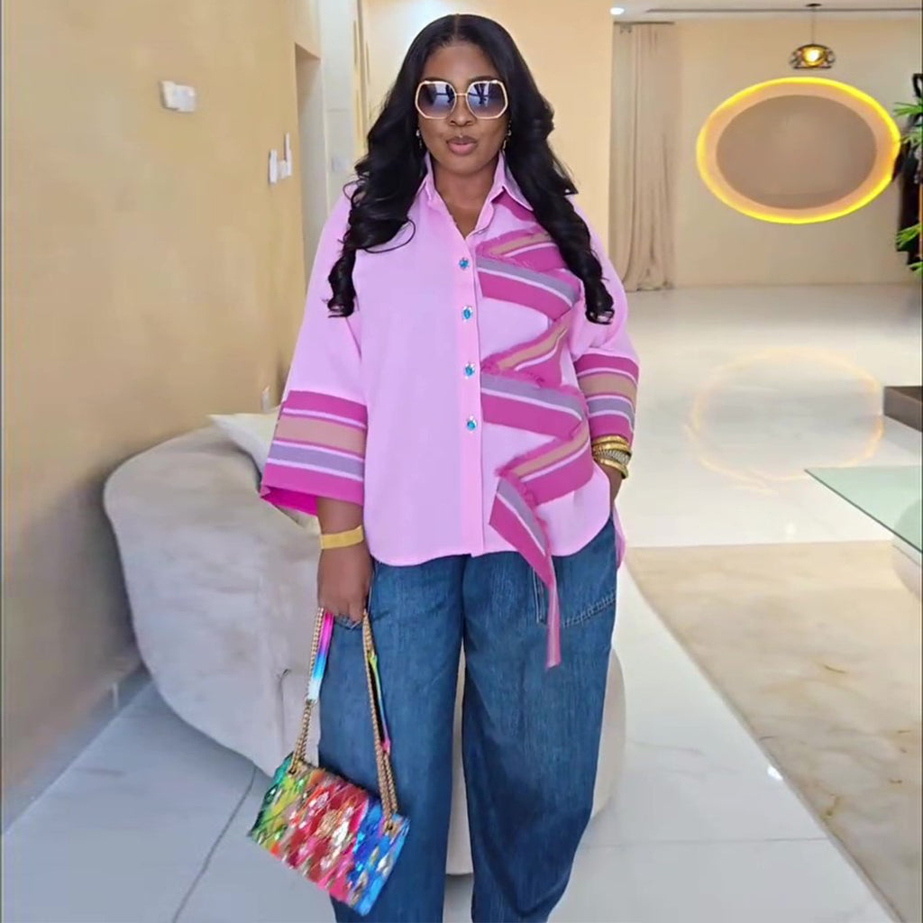 Lässiges Patchwork Longshirt im Afrika-Stil
