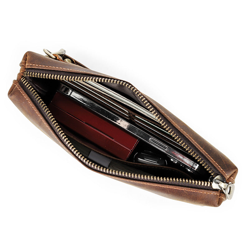 Braune Lederhandtasche für grosse Smartphones