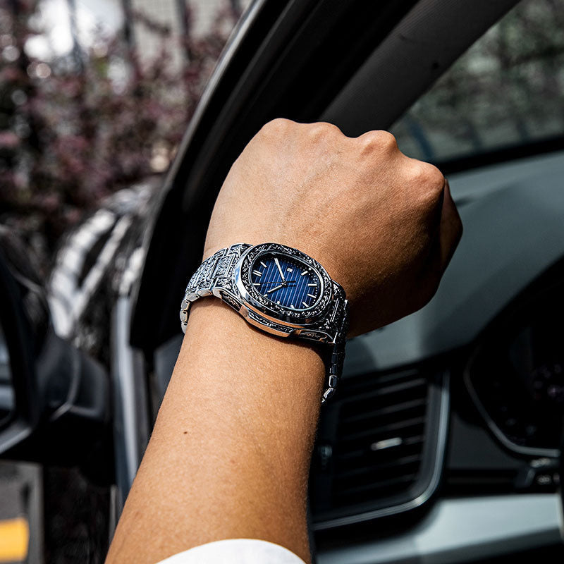 Herren- Quarzuhr mit Stahlarmband und Kalender – Bild 12 | LuxeStyle