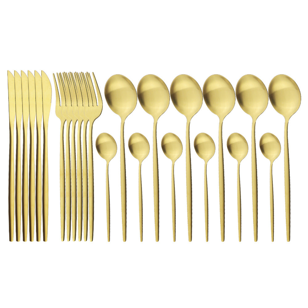 Mattes portugiesisches Besteck-Set (24-teilig) – Bild 2 | LuxeStyle