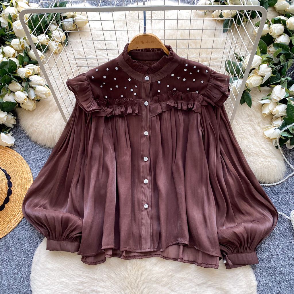 Gelbe Bluse mit Ruffles
