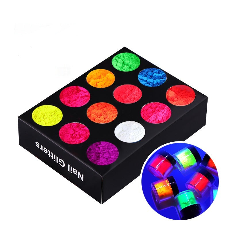 12 Neon-Nagelpuder im Barbie-Stil Set