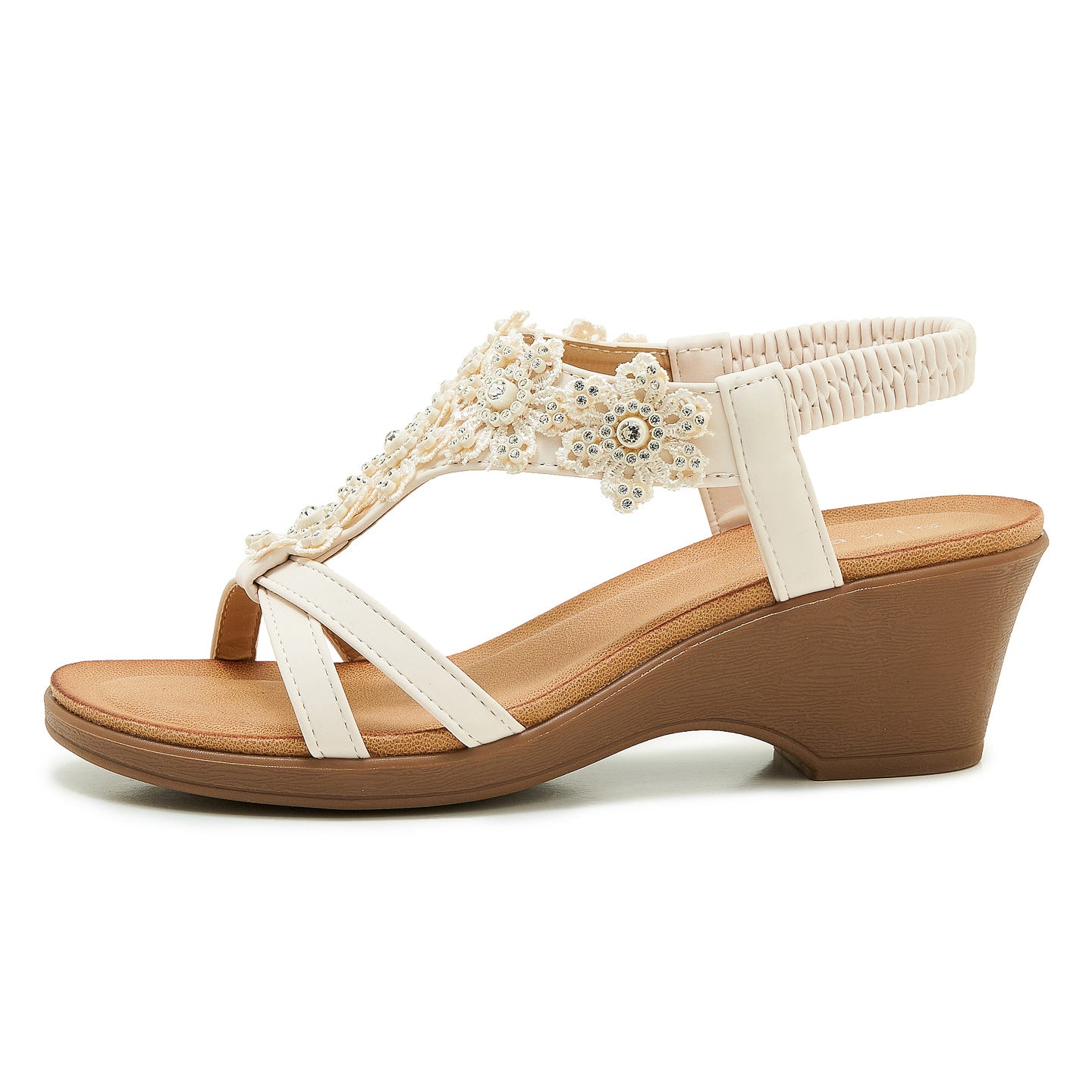 Rhinestenblume Wedge Sandalen
