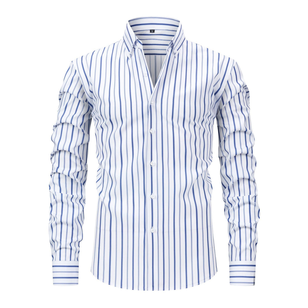 Herren Hemd gestreift mit Revers und langen Ärmeln – Bild 5 | LuxeStyle