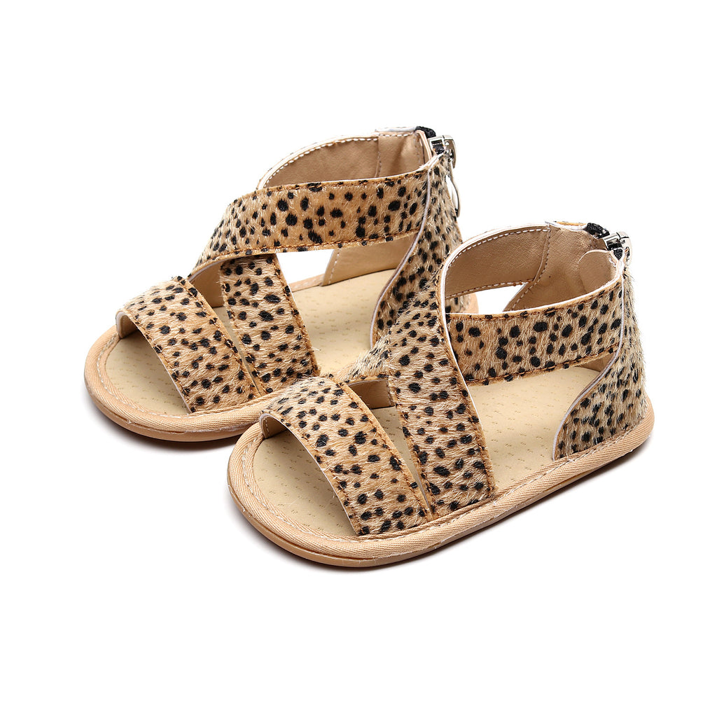 Leopard-Print Sandalen mit Grippsohle