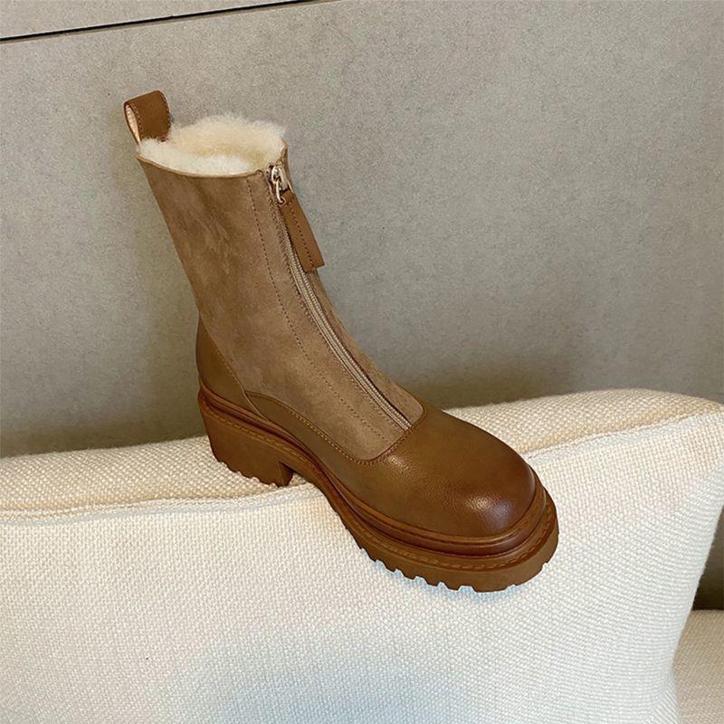 Ankle Boots mit Chunky-Sohle und Front-Reissverschluss