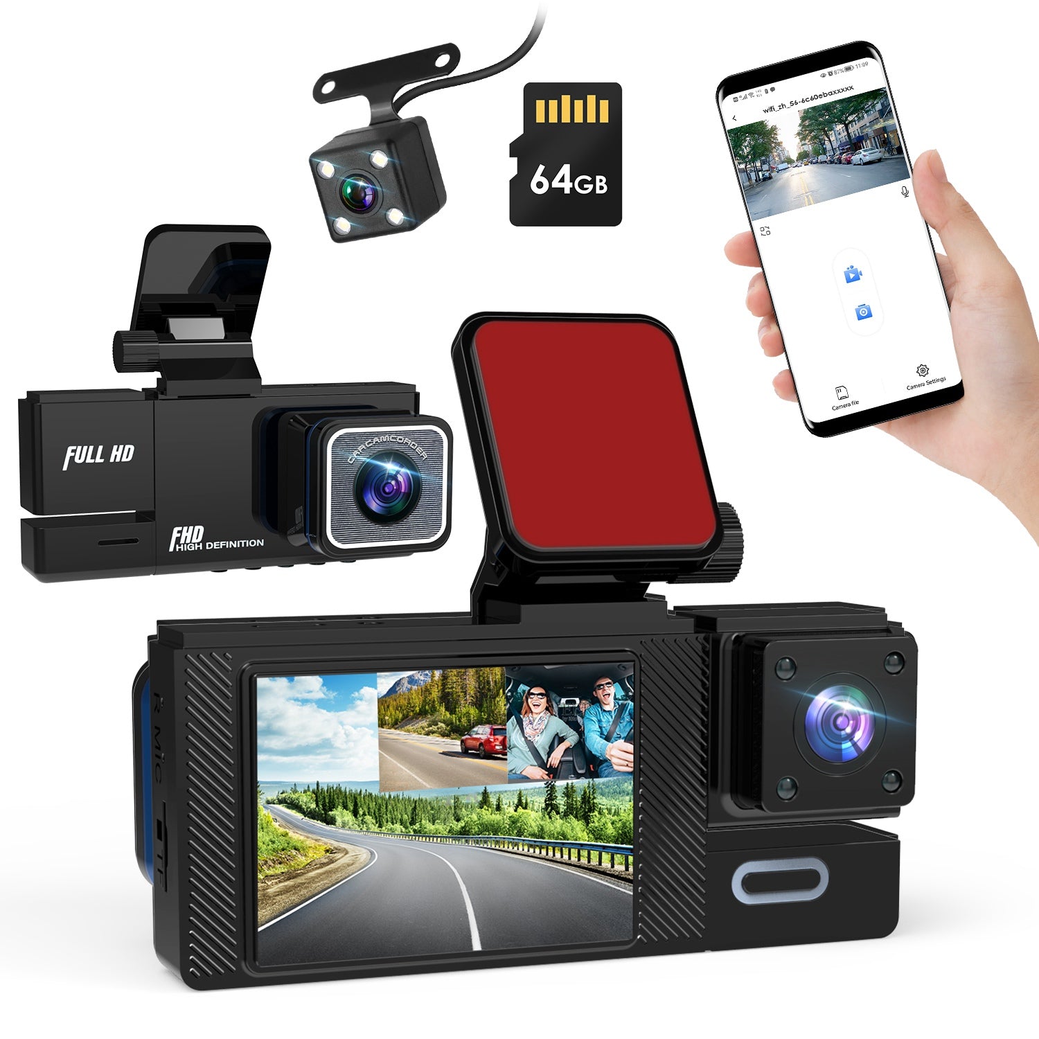 3-Kanal-Dashcam mit Nachtsicht