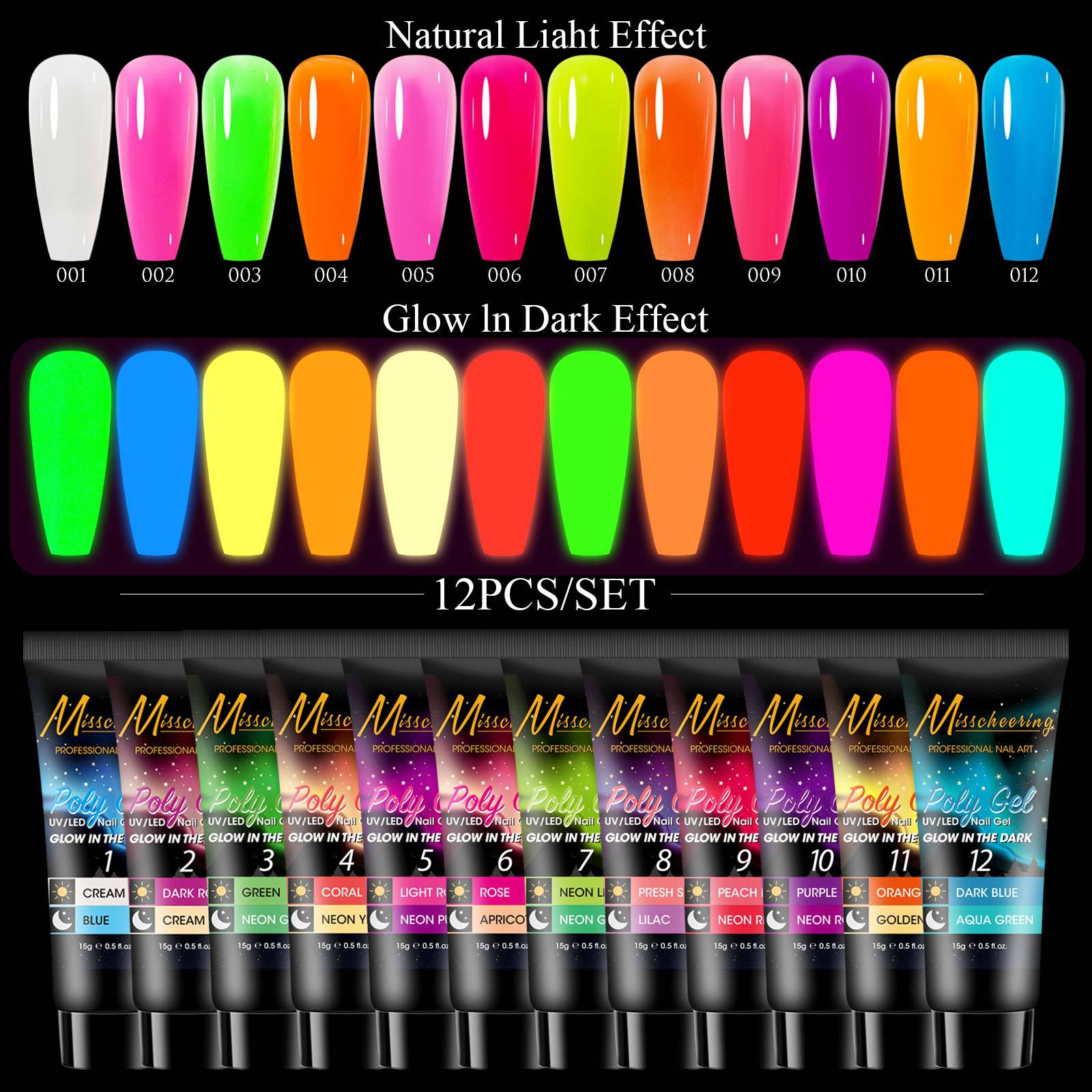 12 Farben Pailletten Nagelverlängerungs-Set