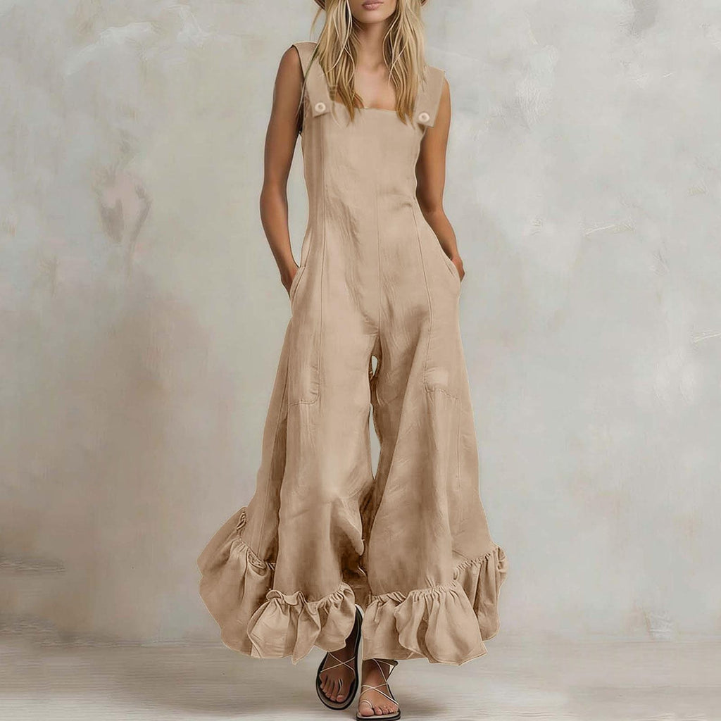 Jumpsuit mit weitem Bein und Rüschensaum