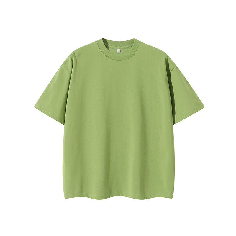 Doppelgarn Kurzarm Baumwoll-T-Shirt