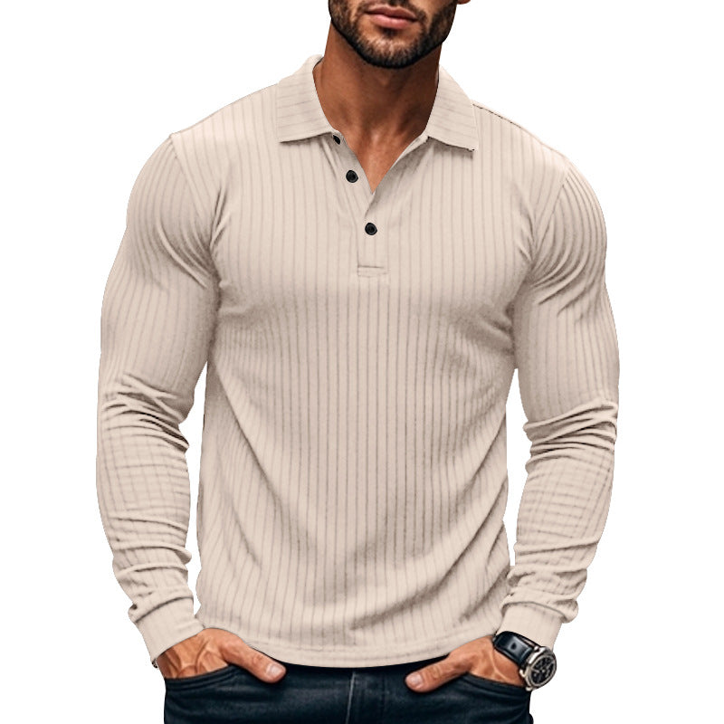 Herren Langarmshirt mit Revers und Knopfleiste – Bild 9 | LuxeStyle