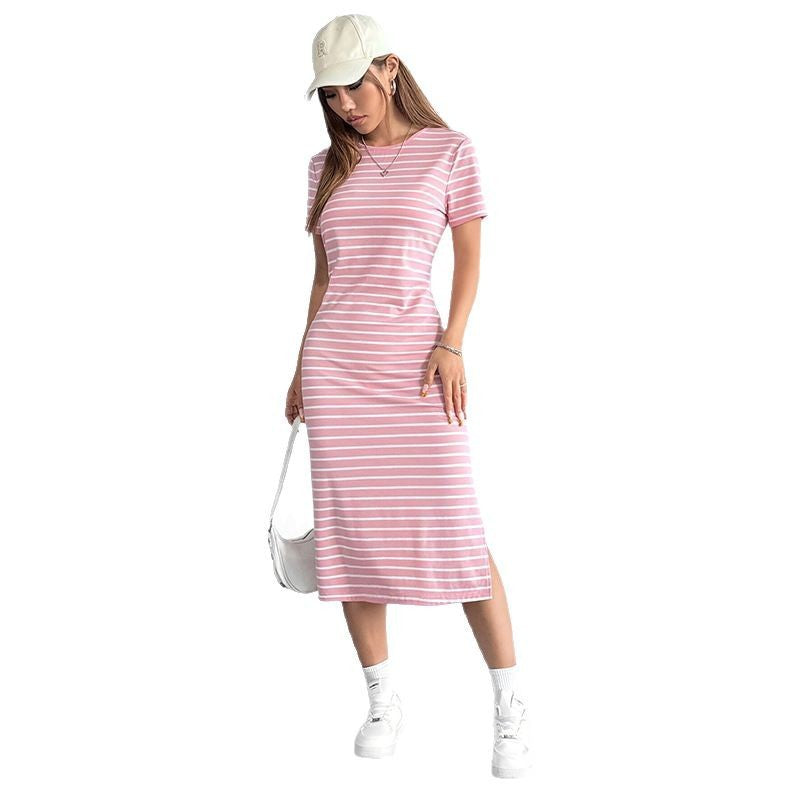 Gestreiftes Midikleid mit Rundhalsausschnitt – Bild 5 | LuxeStyle