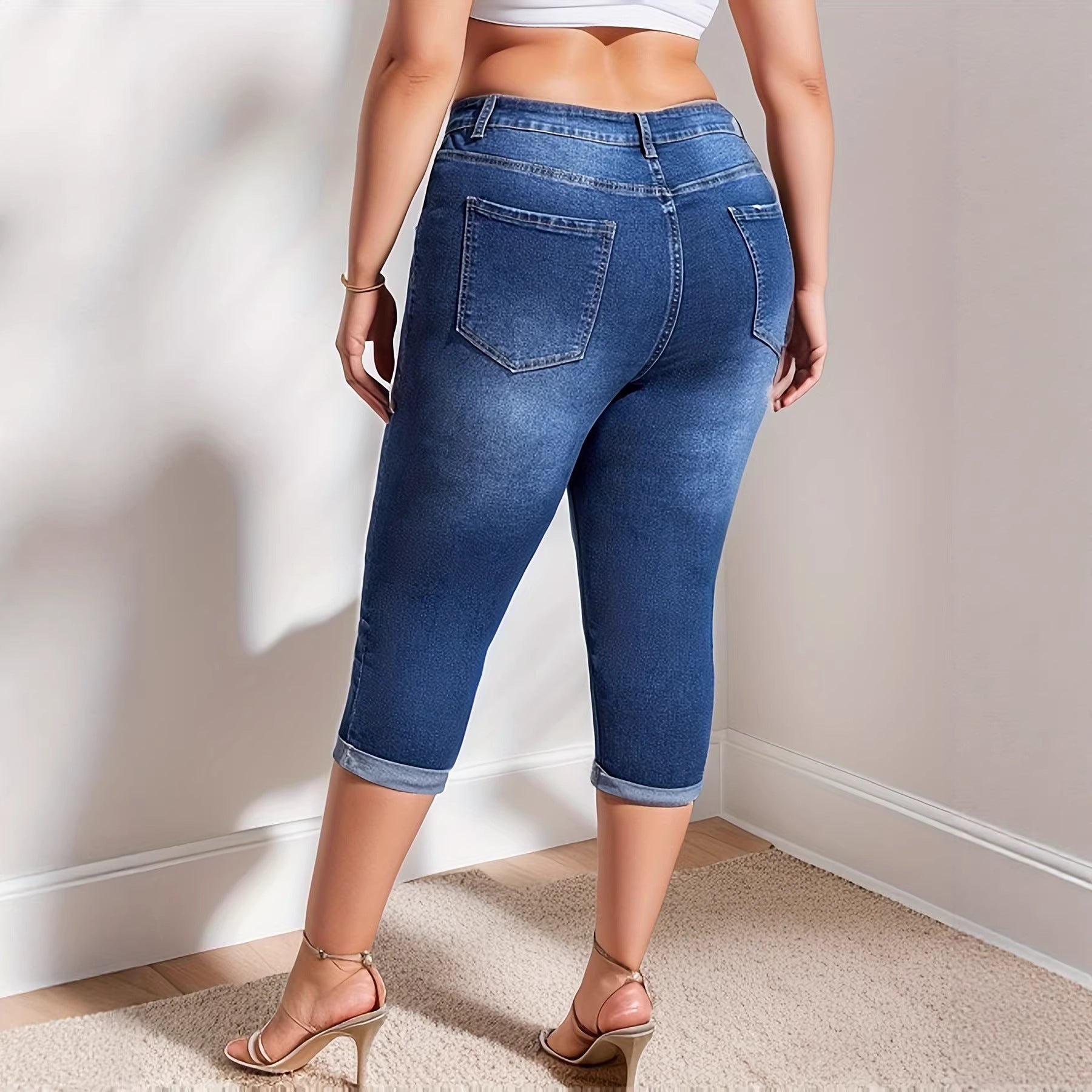 Cropped Jeans mit hoher Dehnbarkeit