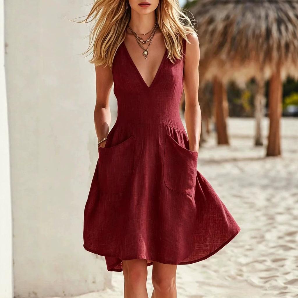 Ärmelloses V-Ausschnitt Freizeitkleid – Bild 11 | LuxeStyle