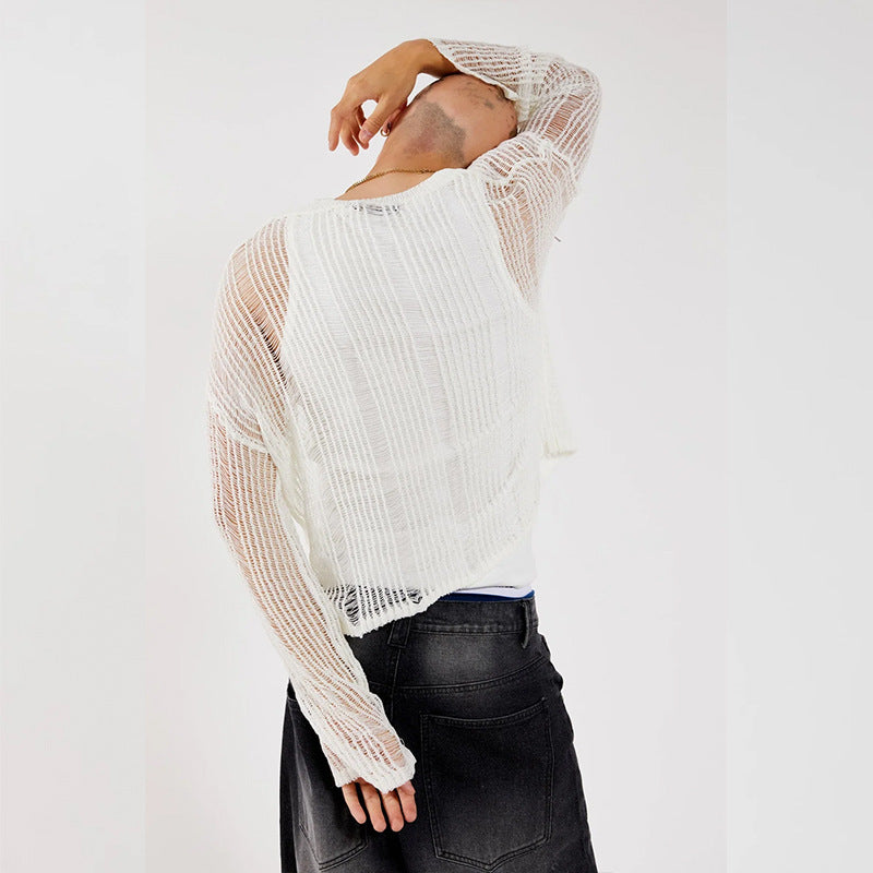 Herren Langarmshirt mit Lochmuster – Bild 3 | LuxeStyle