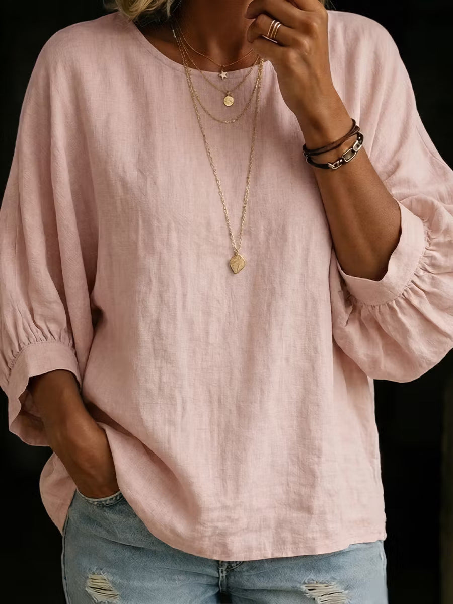 Lässiges Damen-Shirt mit Rundhals und 3/4-Ärmeln