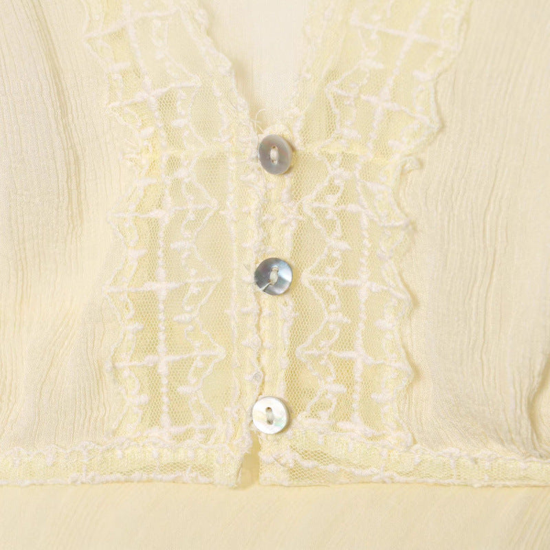 Elegantes Spitzen-Tulle-Shirt in Aprikose – Bild 2 | LuxeStyle