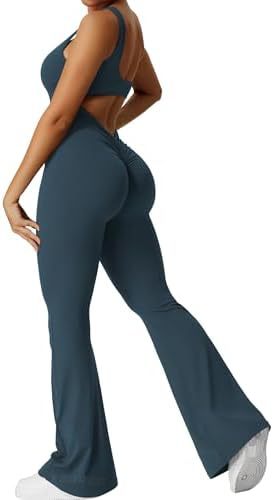 Ärmelloser flared Jumpsuit für Yoga & Fitness